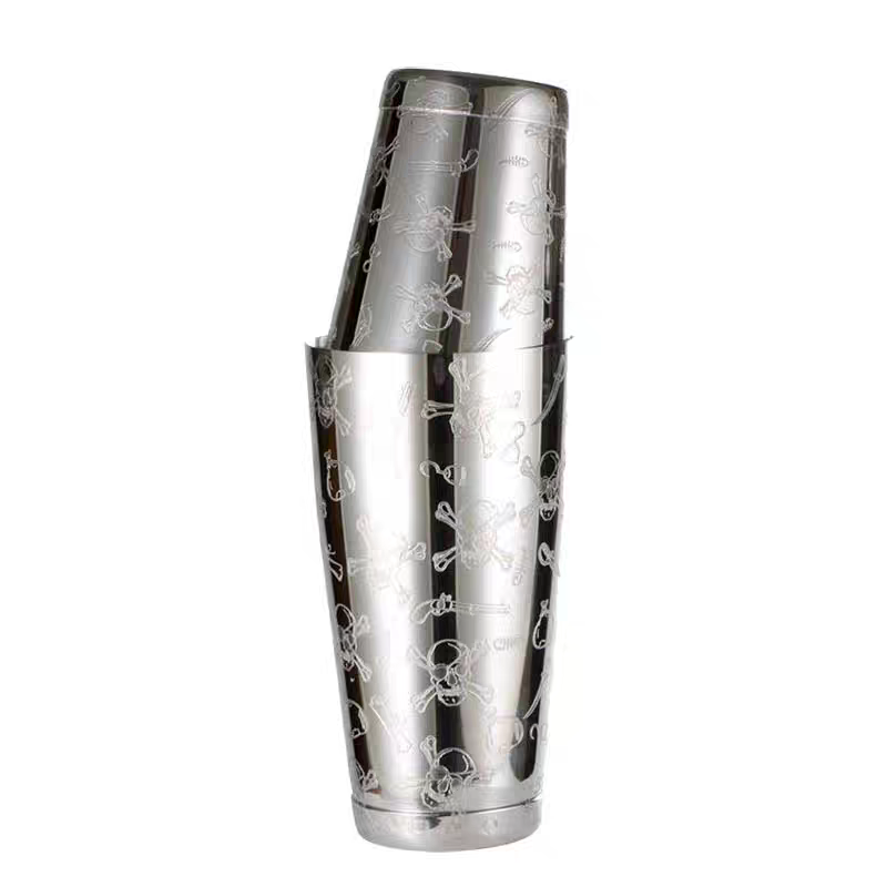 Boston Shaker Set - 500 ml/800 ml grabado cráneo acero