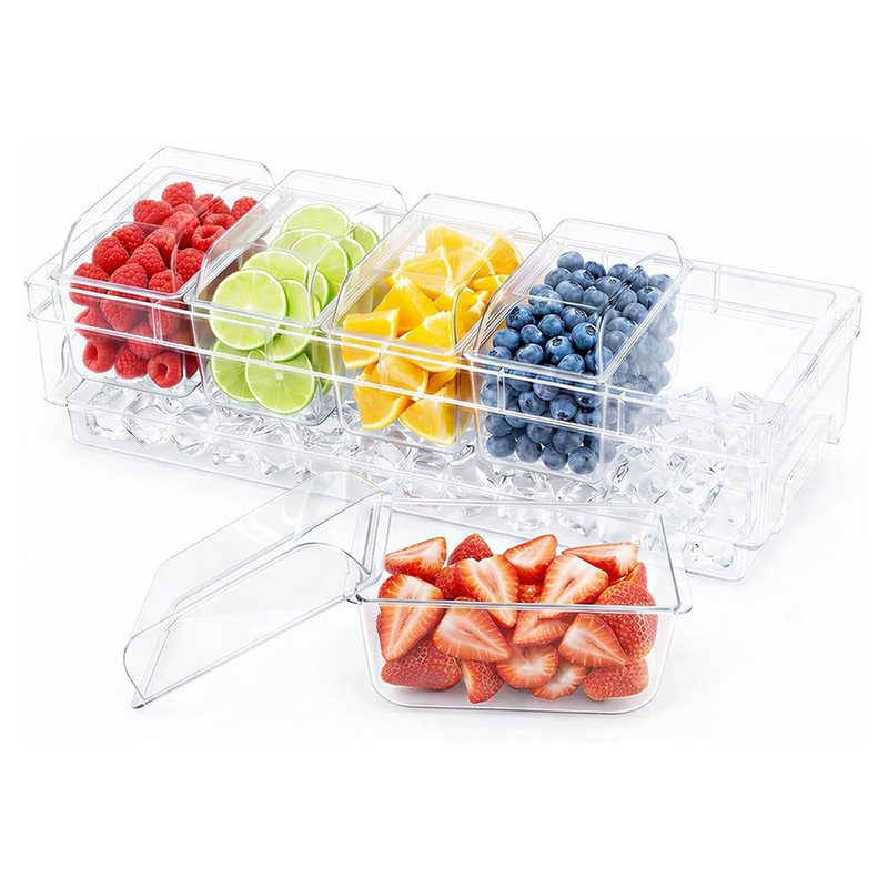 Garnish Tray Set - Contenedores de condimentos refrigerados A25F, juego