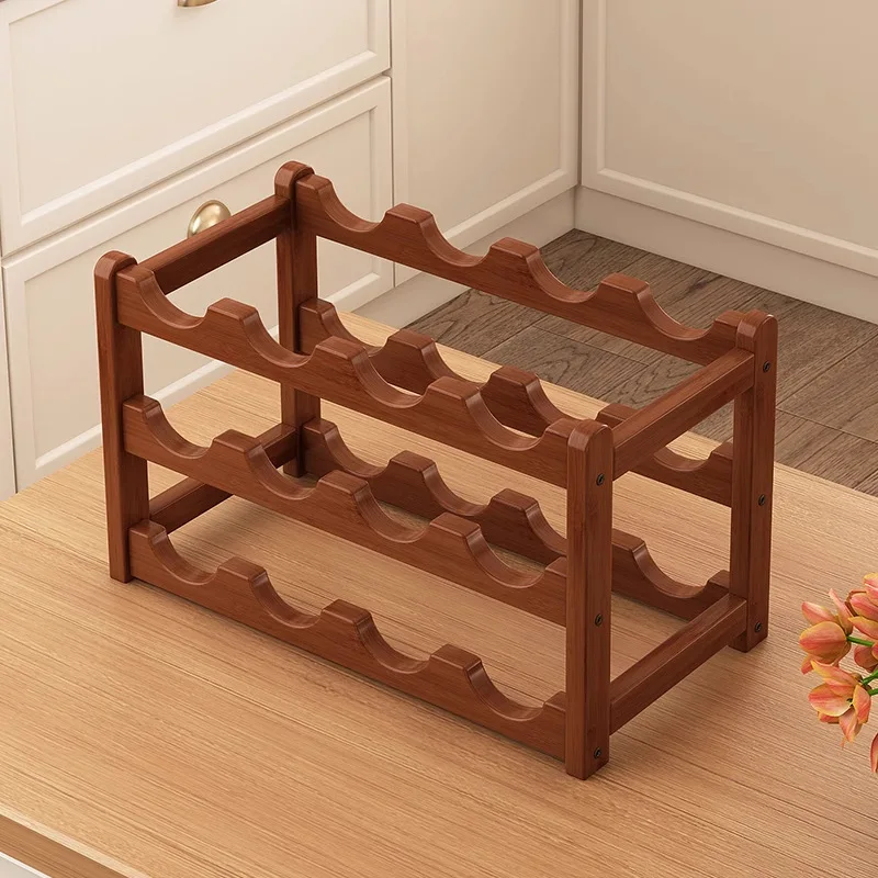 Home Bar And Cabinet - Estante para vinos de bambú de