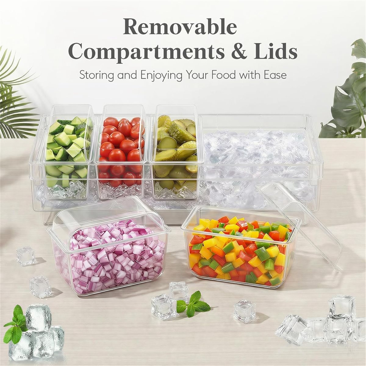 Garnish Tray Set - Contenedores refrigerados para condimentos A1846K, juego