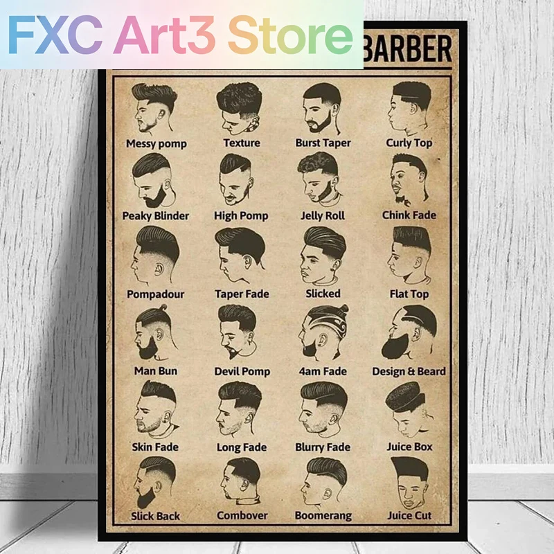 Home Barbershop - Póster de barbero sin marco, tipos