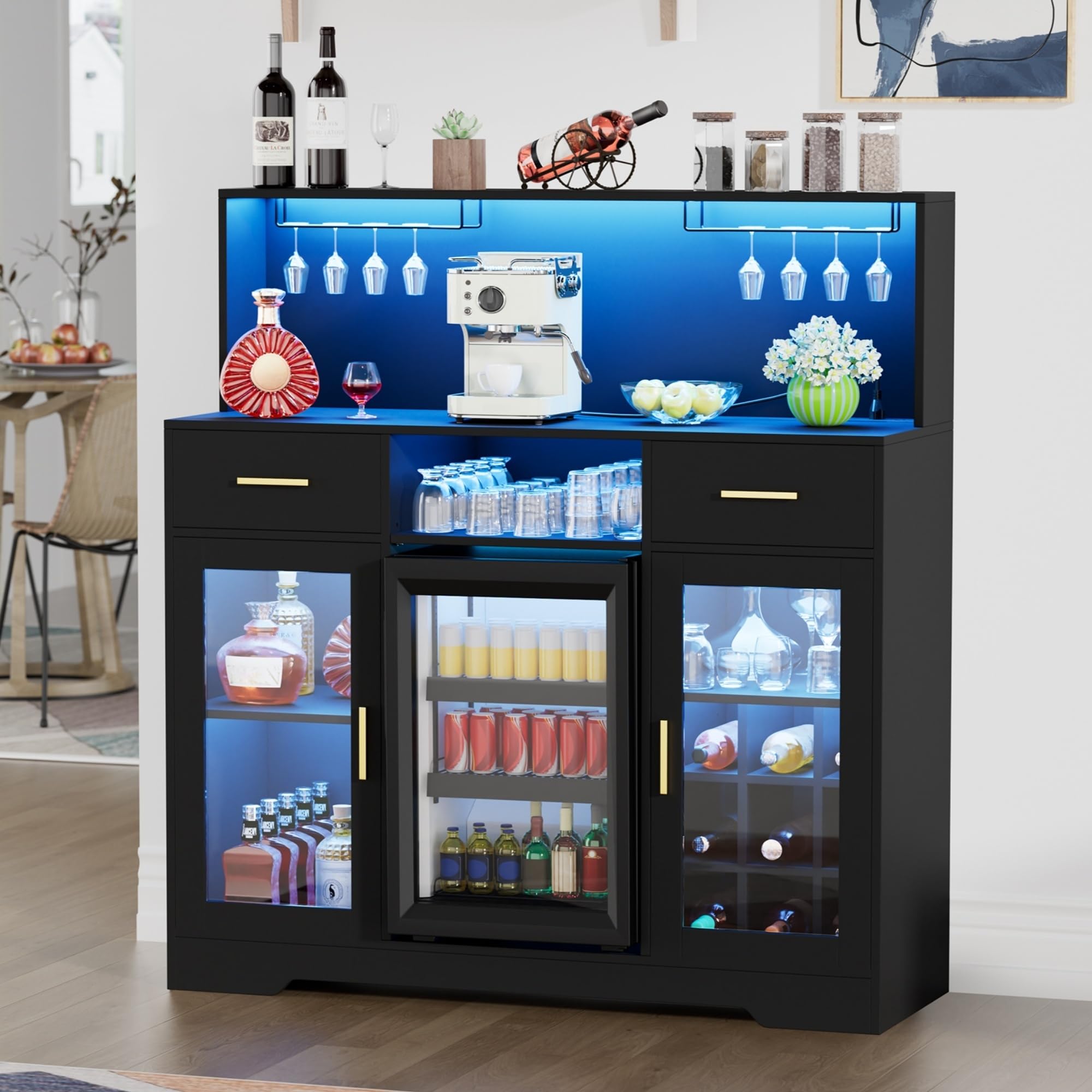 Home Bar And Fridge - Mini Refrigerador con Almacenamiento, Mueble Bar