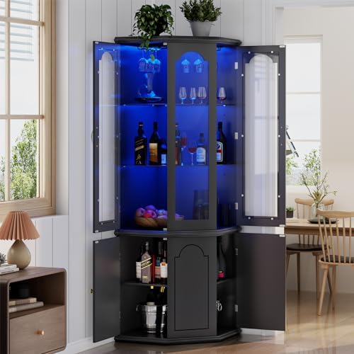 Home Bar And Cabinet - Mueble Bar Esquinero con Luces LED,