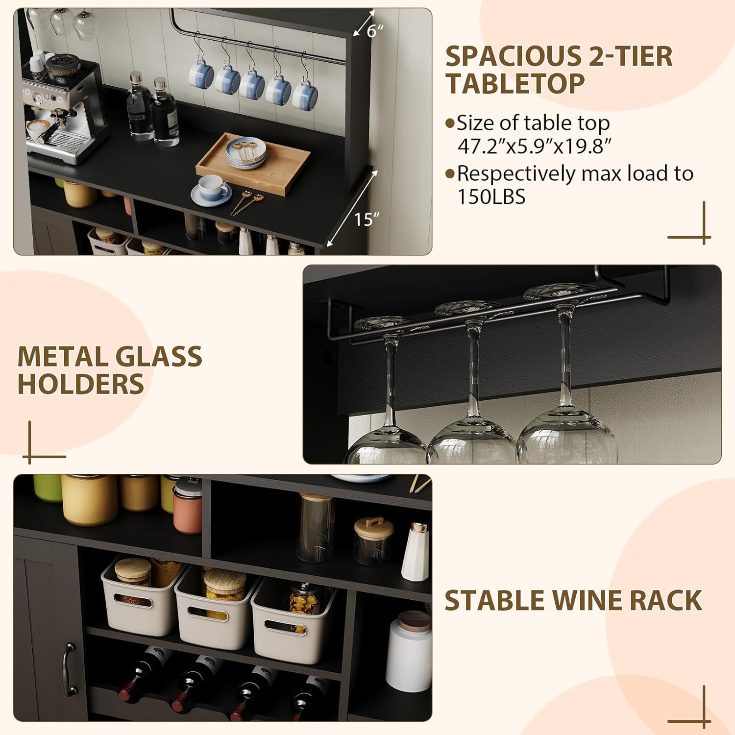 Mueble de Bar Estilo Farmhouse - Home Bar And Cabinet reseña y precio