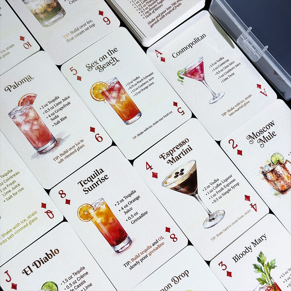 54 Cartas de Recetas de Cóctel - Cocktail Recipe Book reseña y precio