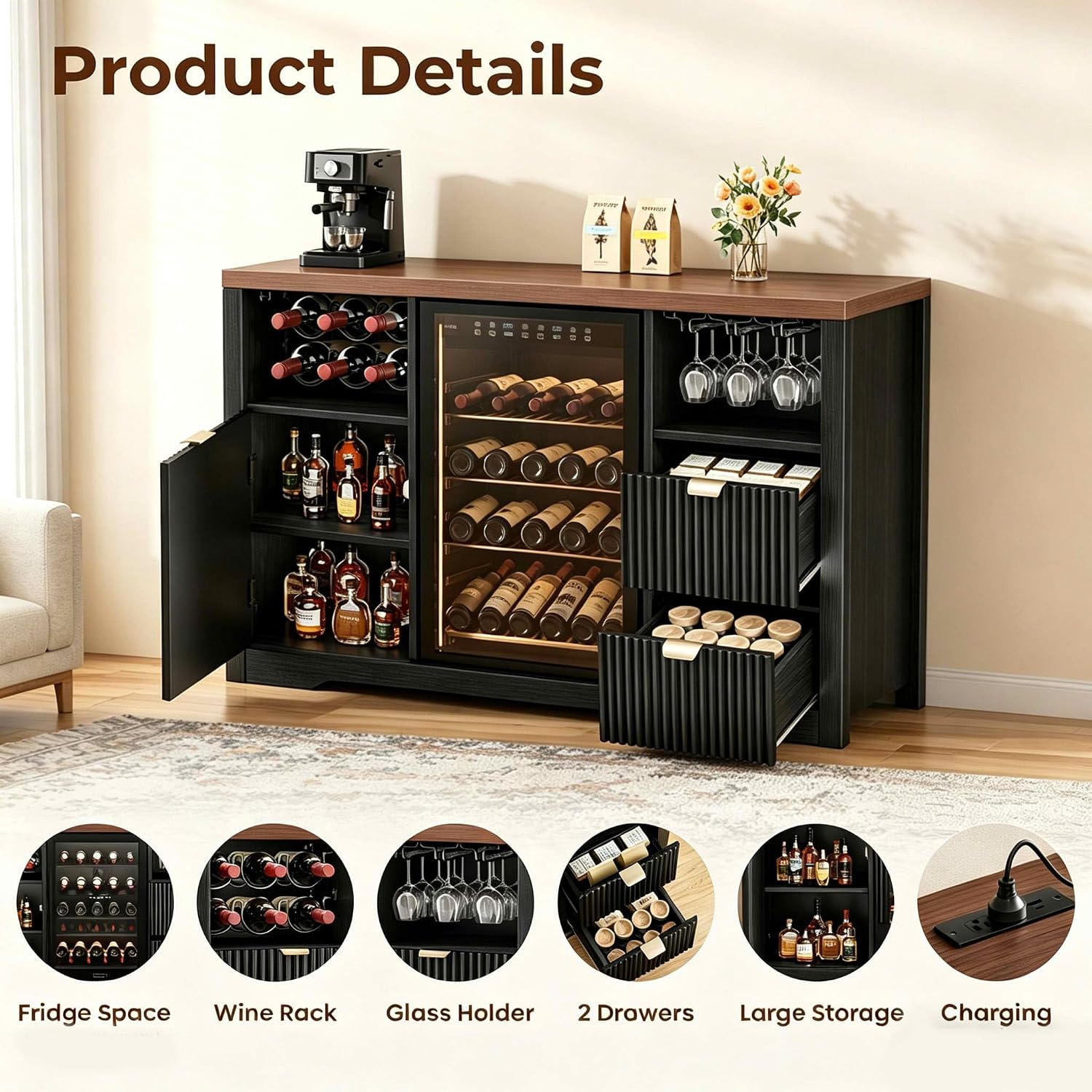 Mueble de Barra para Café con  - Home Bar And Fridge reseña y precio