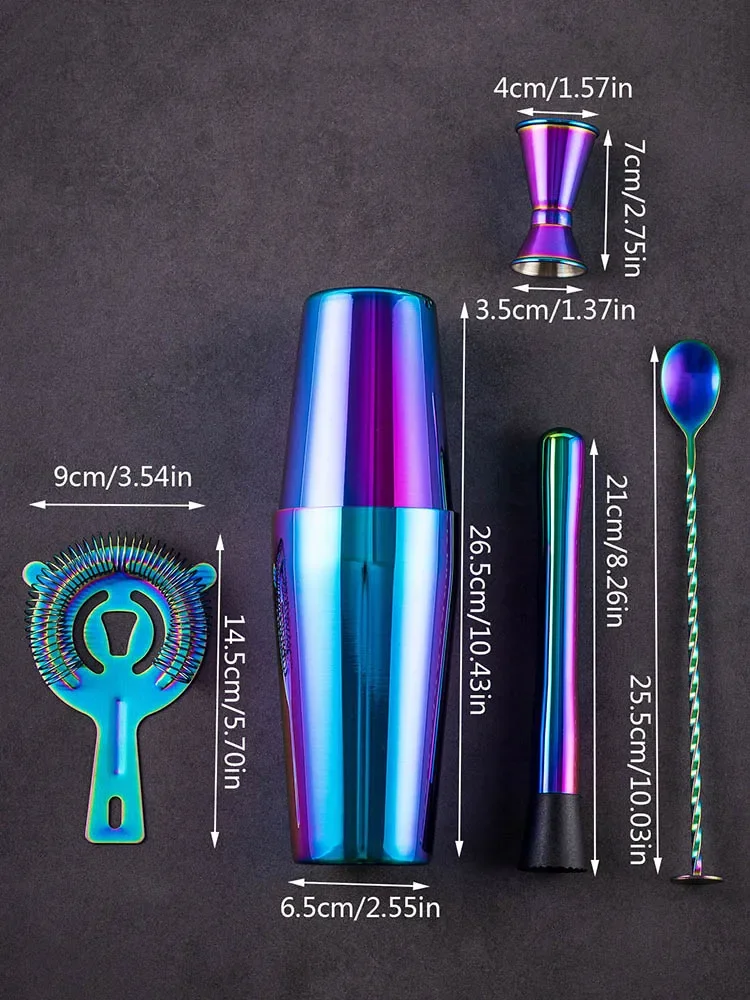 Coctelera de arcoíris de acero - Boston Shaker Set reseña y precio